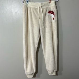 Miss Chievous Faux Fur Sequin Santa Hat Women’s Jogger Bottoms Size Medium
